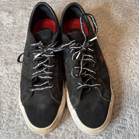 Converse One Star Pro Roses A01579C Black Red Suede Skateboard size 10.5 men's - Picture 3 of 10